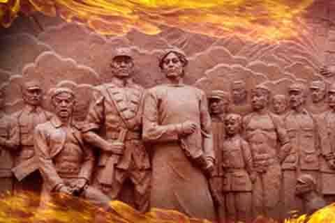 红色革命雕塑形象战争记录视频素材