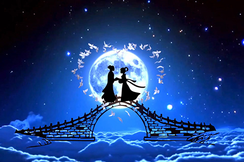 背景视频-唯美浪漫七夕鹊桥相会led舞台背景视频素材